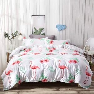 🦩🌴Tropical Flamingo 3 Piece Duvet Cover and Pillow Sham Set NEW